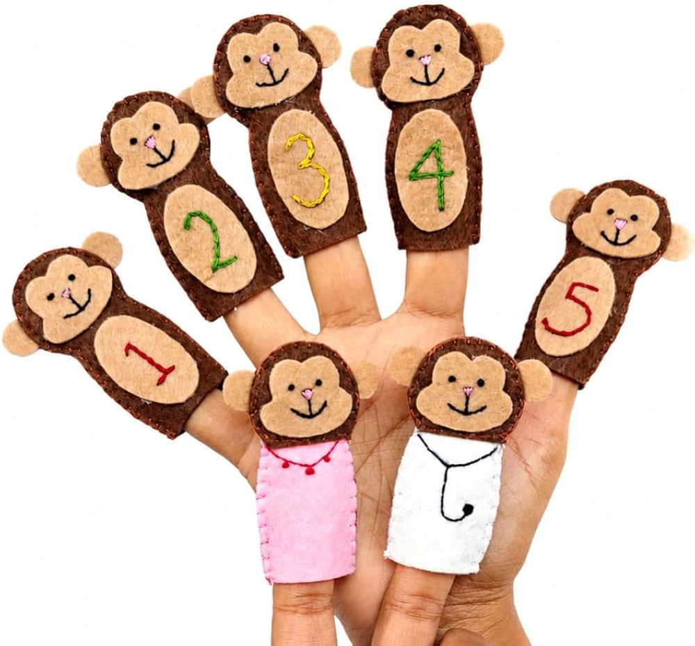 Five Little Monkeys finger puppets set